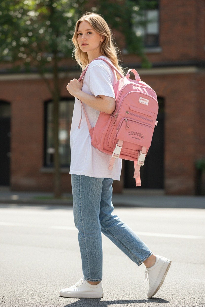 Sac à dos rose poudré